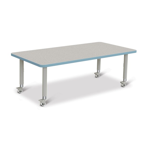 Berries Rectangle Activity Table, 30 in. x 60 in., Mobile, Freckled Gray/Coastal Blue/Gray
